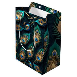 Papercut Peacock Feathers Pattern Medium Gift Bag