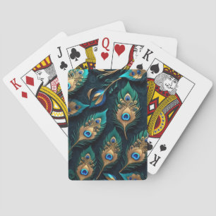 Papercut Peacock Feathers Pattern Playing Cards
