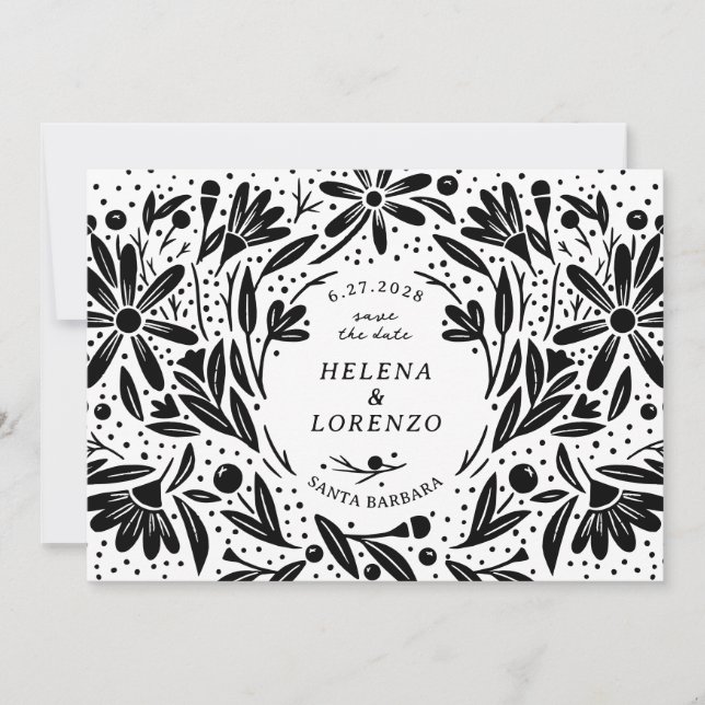 Papercut Rustic Flowers Save The Date (Front)