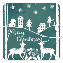 Papercut Style Merry Christmas Stickers