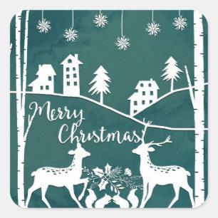 Papercut Style Merry Christmas Stickers