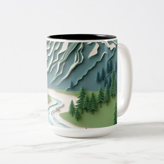Papercut Style Mountain Mug (Front Right)