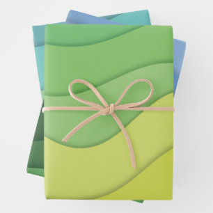 Papercut waves, colourful abstract design wrapping paper sheet