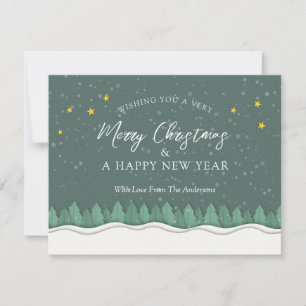 Papercut Winter Forest Evergreen Merry Christmas Holiday Card