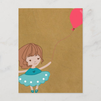 Paperfruit ballon Girl Postcard