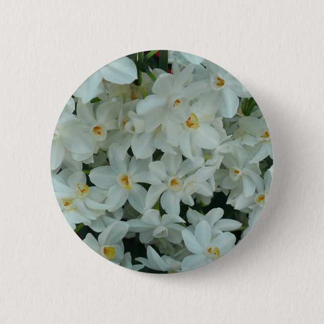 Paperwhite Narcissus Delicate White Flowers 6 Cm Round Badge (Front)