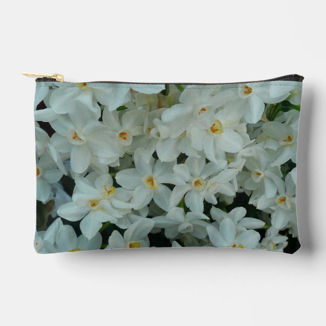 Paperwhite Narcissus Delicate White Flowers Accessory Pouch (Front)
