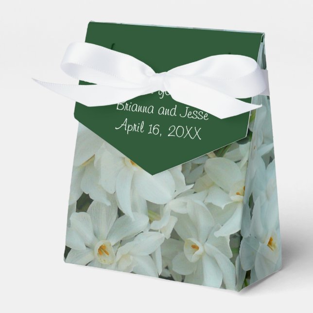 Paperwhite Narcissus Delicate White Flowers Favour Box (Front Side)