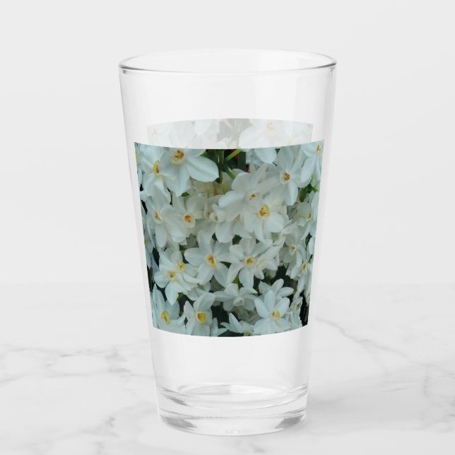 Paperwhite Narcissus Delicate White Flowers Glass (Front)