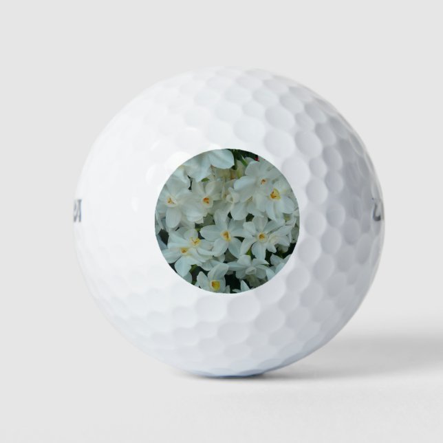 Paperwhite Narcissus Delicate White Flowers Golf Balls (Front)