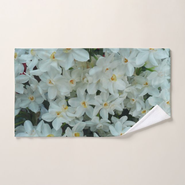 Paperwhite Narcissus Delicate White Flowers Hand Towel (Hand Towel)