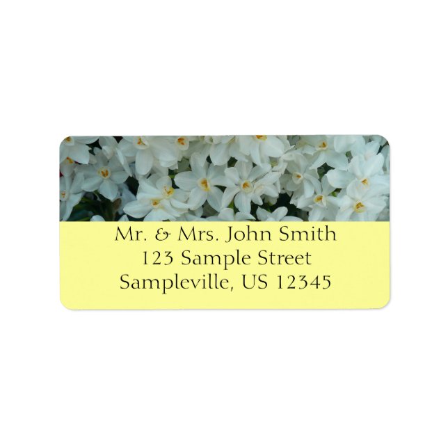Paperwhite Narcissus Delicate White Flowers Label (Front)