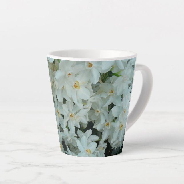 Paperwhite Narcissus Delicate White Flowers Latte Mug (Right Angle)