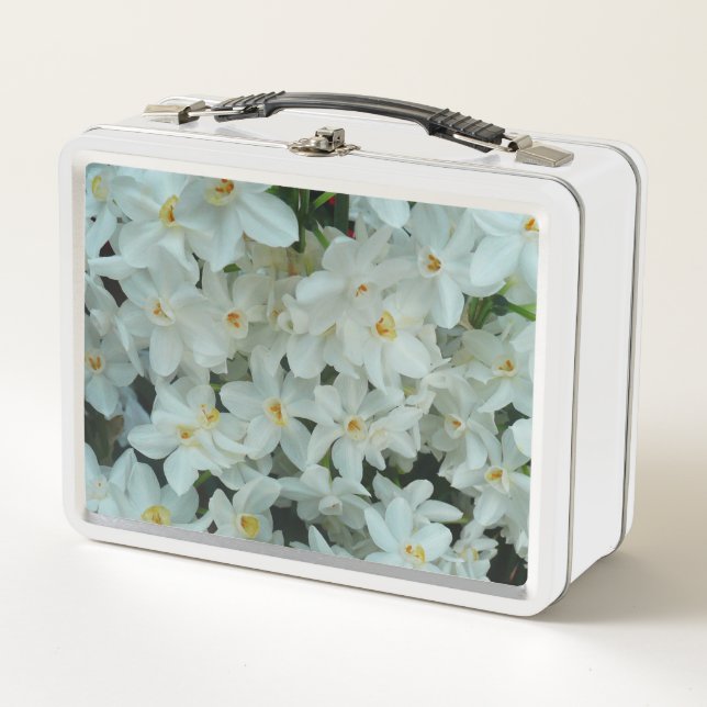 Paperwhite Narcissus Delicate White Flowers Metal Lunch Box (Front)