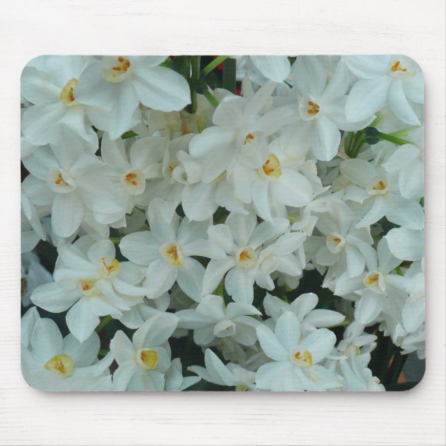 Paperwhite Narcissus Delicate White Flowers Mouse Mat (Front)