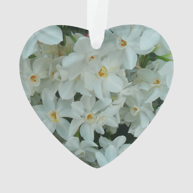 Paperwhite Narcissus Delicate White Flowers Ornament (Back)