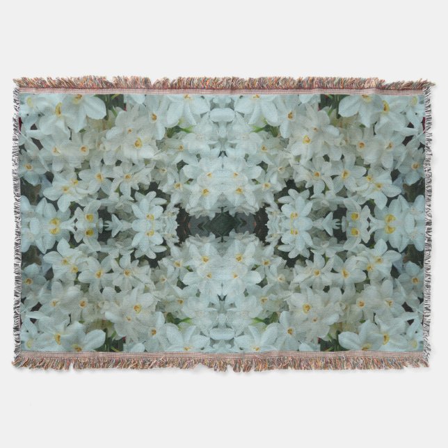Paperwhite Narcissus Delicate White Flowers Throw Blanket (Front)