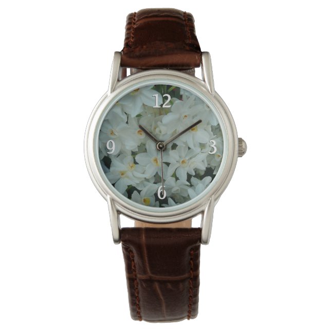 Paperwhite Narcissus Delicate White Flowers Watch (Front)