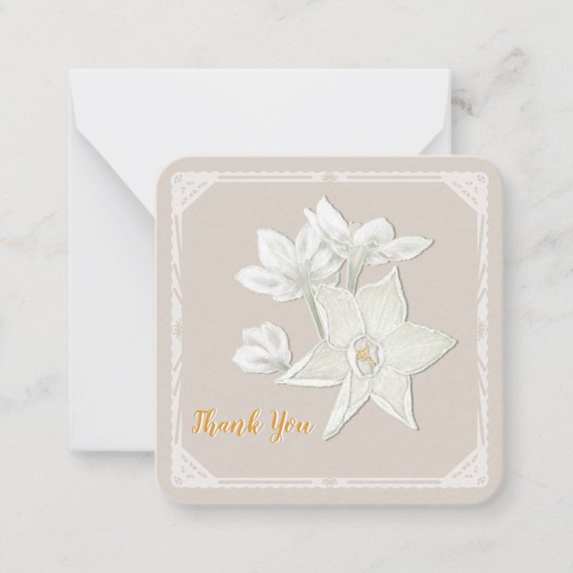 Paperwhites “Thank You” Flat Note Card (Front)