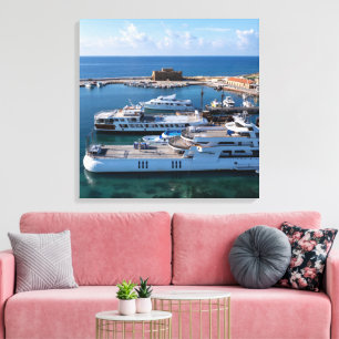 Paphos Castle and Boats Canvas Print
