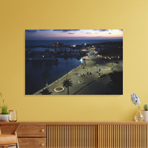 Paphos Castle and Harbour at Night Canvas Print