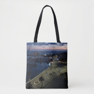 Paphos castle and harbour at night, Cyprus Tote Bag