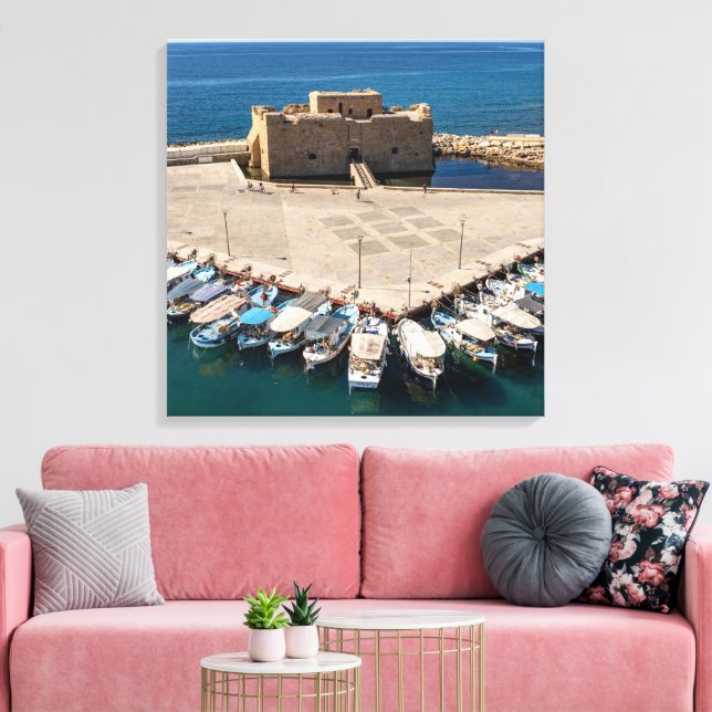 Paphos Castle and Harbour Canvas Print (Insitu(LivingRoom))