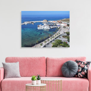 Paphos castle and harbour drone view canvas print
