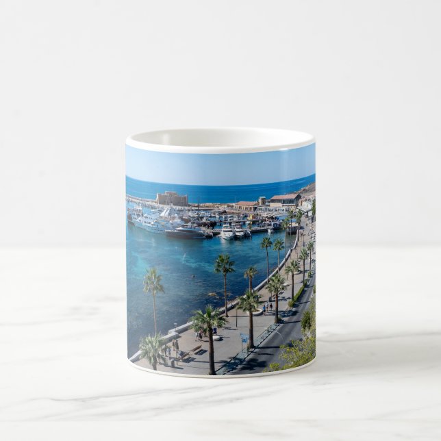 Paphos Castle and Harbour drone view Coffee Mug (Center)