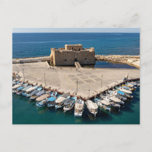 Paphos Castle and Harbour drone view Postcard