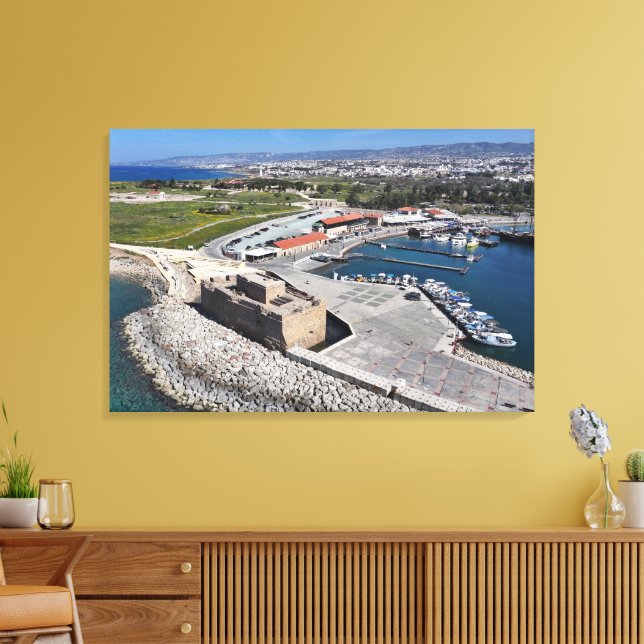 Paphos Castle and Harbour with lighthouse Canvas Print (Insitu(LivingRoom))