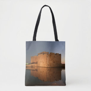 Paphos Castle and reflections at Sunset Tote Bag