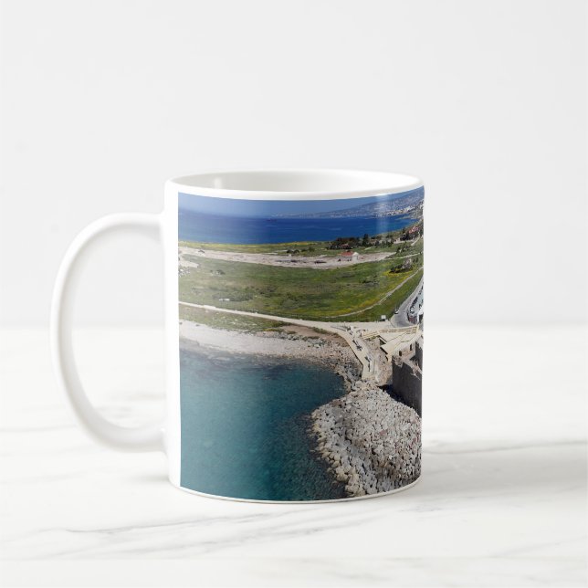 Paphos castle, harbour and lighthouse coffee mug (Left)