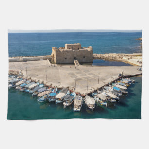 Paphos Castle Harbour Tea Towel - original photo