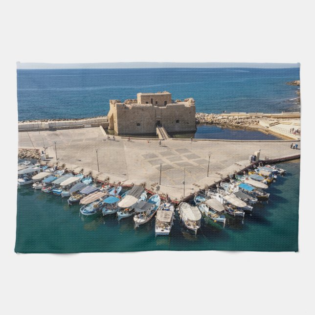 Paphos Castle  Harbour Tea Towel - original photo (Horizontal)