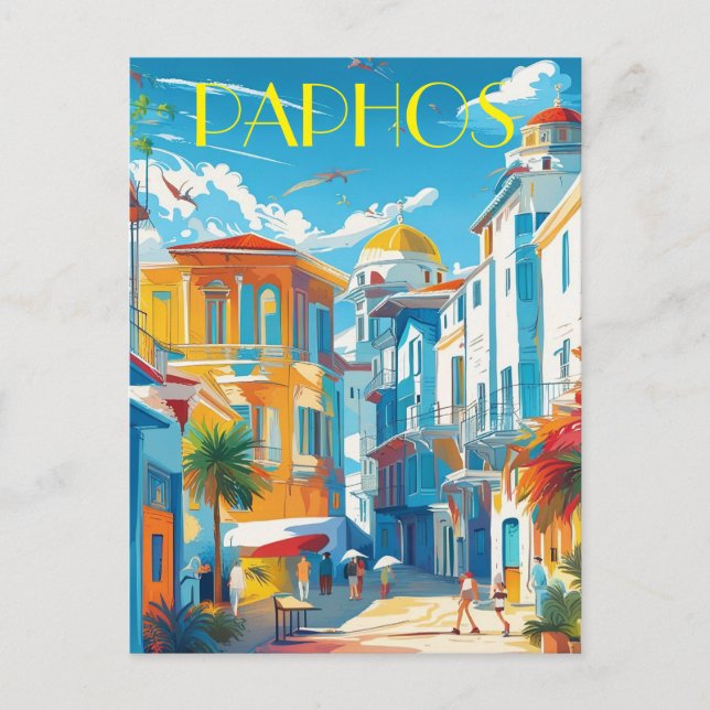 Paphos City, Cyprus touring souvenir Holiday Postcard (Front)