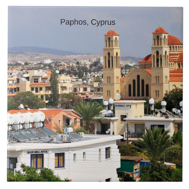 Paphos, Cyprus scenic view, Tile (Front)