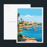 Paphos Cyprus vintage travel illustration Postcard<br><div class="desc">Paphos Cyprus vintage travel place illustration</div>