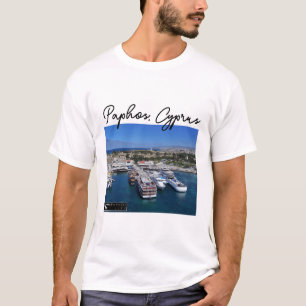 Paphos Harbour boats and lighthouse T-Shirt
