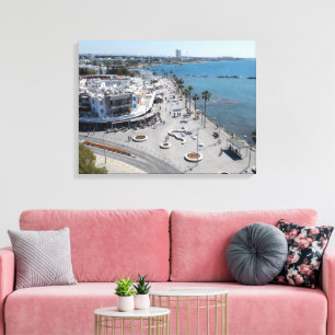 Paphos Sea Front Walk by drone Canvas Print