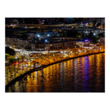 Paphos seafront at night - drone view
