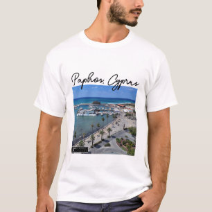 Paphos Seafront drone view harbour and castle T-Shirt