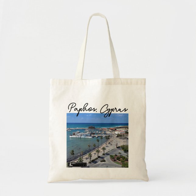 Paphos Seafront drone view harbour and castle Tote Bag (Front)