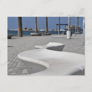 Paphos seafront seat, Cyprus Postcard