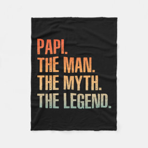 Papi For Men Dad Grandpa Man Myth Legend Fathers D Fleece Blanket