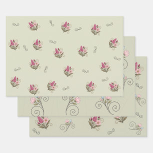 Papier cadeau à plat, lot de 3 wrapping paper sheet