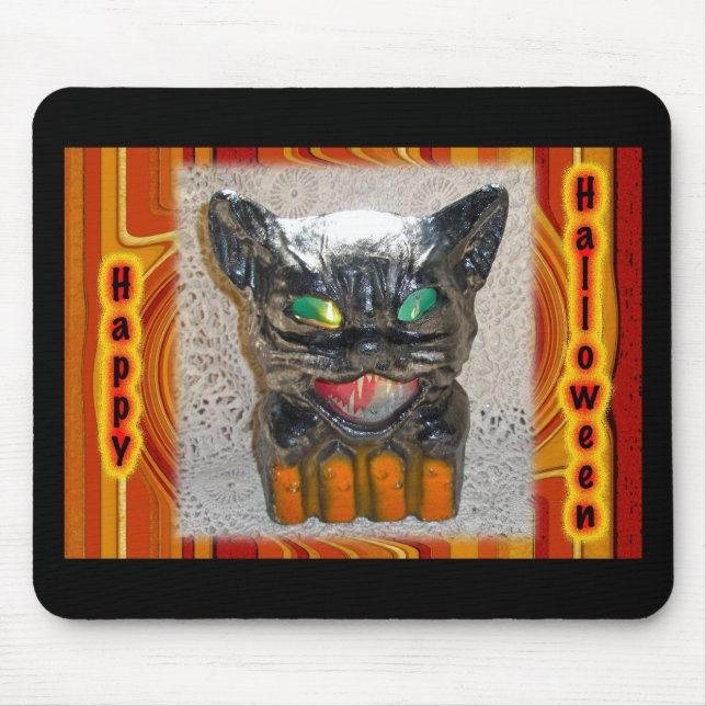 Papier Mache Halloween Cat Matching Items Mouse Mat (Front)