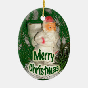 Papier Mache White Coated Santa Ceramic Tree Decoration