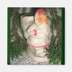 Papier Mache White Coated Santa Christmas Magnet