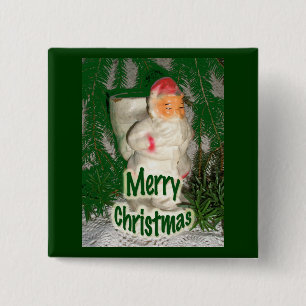 Papier Mache White Coated Santa Holiday Items 15 Cm Square Badge
